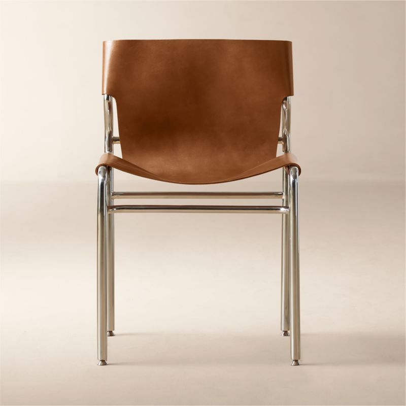 Leather sling dining chair
