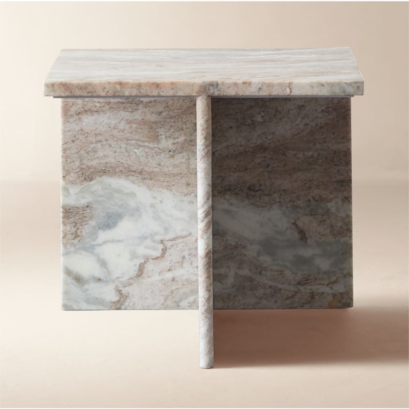 Marble pedestal side table