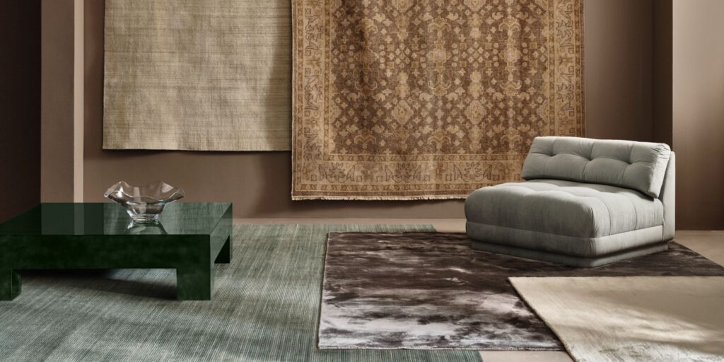 Layered rugs in a sitting room