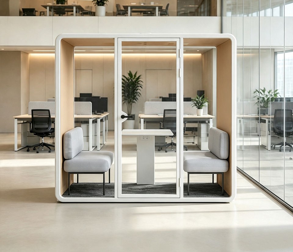 Acoustic Office Pod with Double Lounge Seating