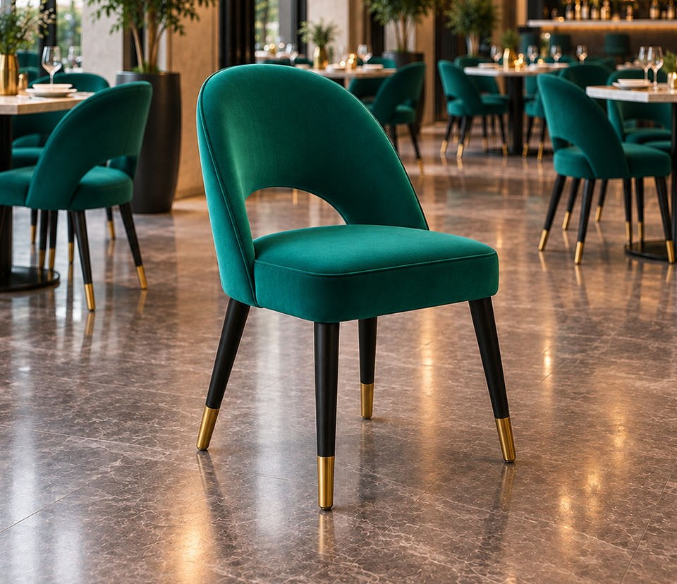 Barrel-Back Velvet Dining Chair