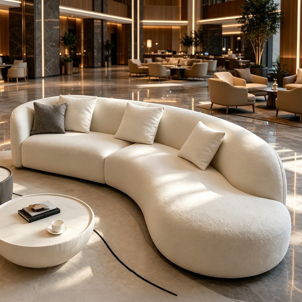 Low-Profile Modular Leather Reception Lounge Sofa